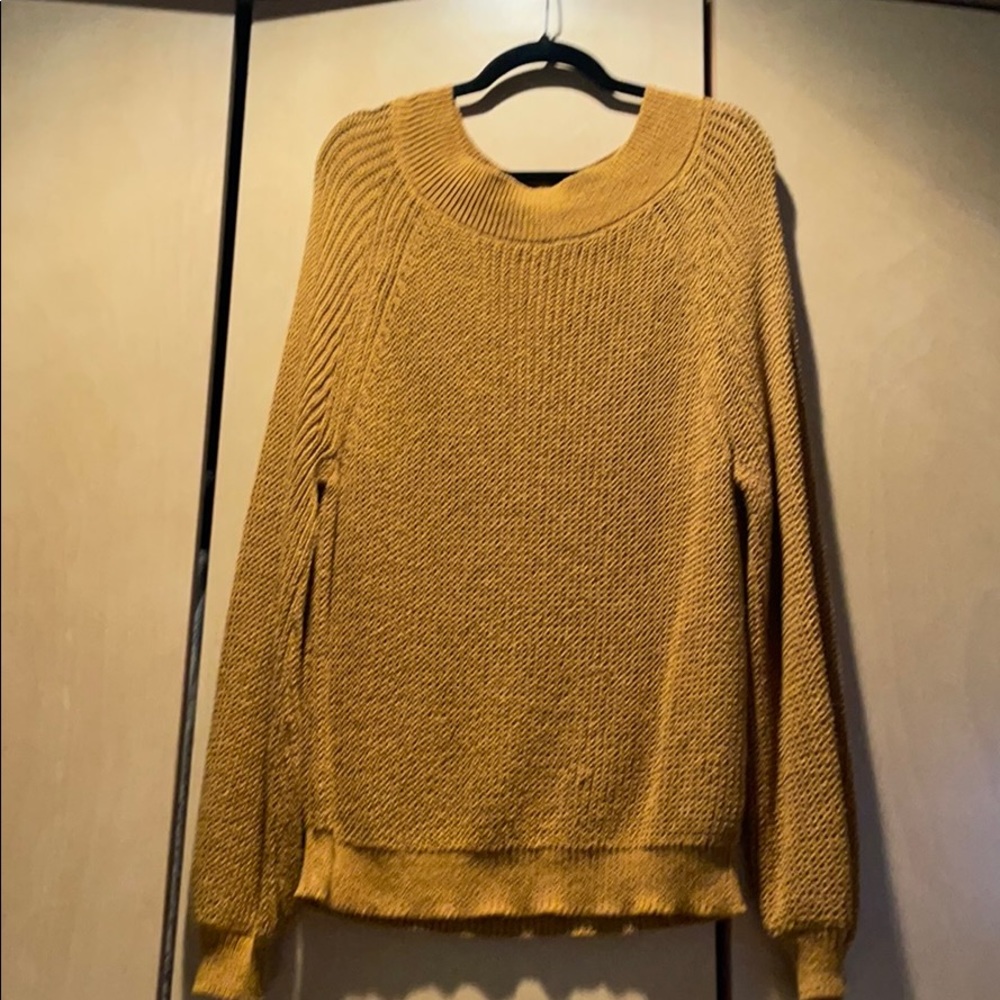 Zara Gold Wide Neck Knit Sweater Size Small